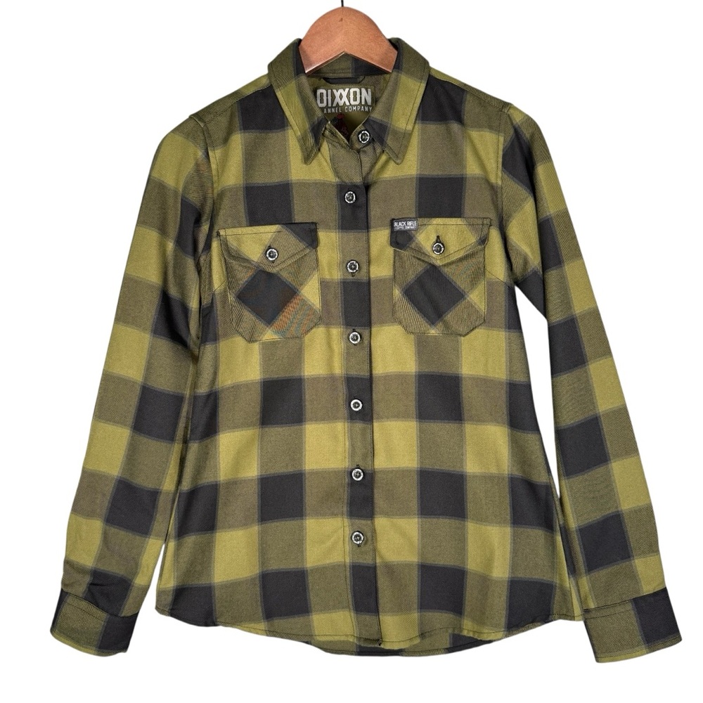 DIXXON Women's Black Green Plaid Flannel